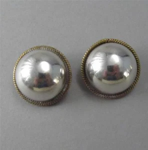 Vintage Sterling Mix Metall Cabochon Clip Ohrringe Mexiko - Bild 1 von 5