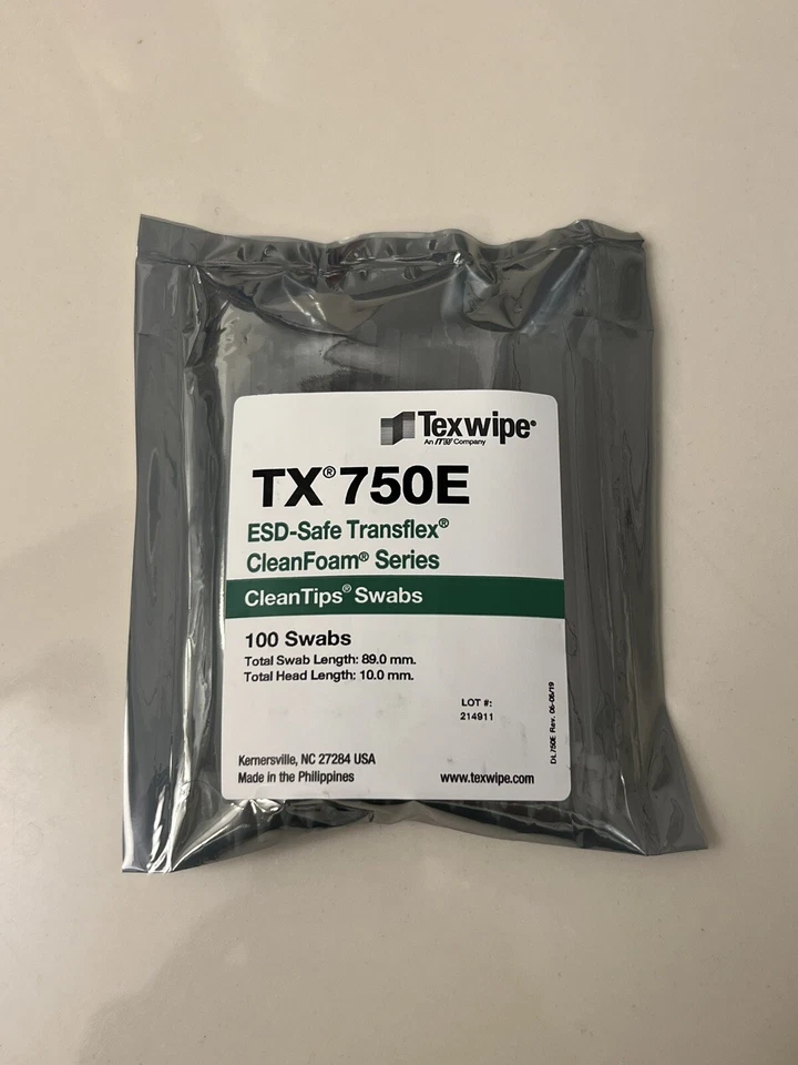 500 Texwipe TX750E Mini Compressed Cleanfoam ESD Swab