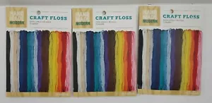 Lot Of 3 Hand Made Modern Craft Floss 100% Cotton w/ 3 Needles - 18 Colors NEW - Picture 1 of 5