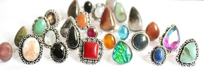Wholesale Lot !!!Multi  925 Silver Plated Gemstone Mixed Boho 10Pcs Rings  Lot~ - Image 1 of 3