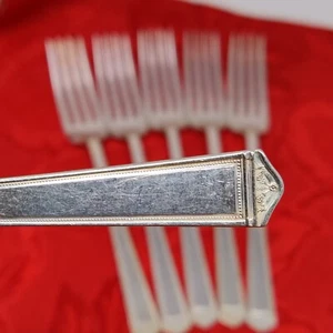 6 DF 1847 Rogers ANNIVERSARY Dinner Forks Silverplate 1923 7 1/4" - Picture 1 of 15