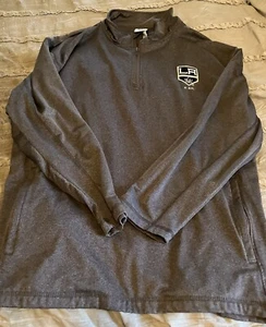LOS ANGELES KINGS Hockey 1/4 Zip Pullover NHL Gray XL Sweatshirt FREE SHIPPING - Picture 1 of 4