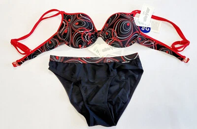 eleMar Damen Bademode Frauen Bikini schwarz-rot-weiß gepunktet CUP C Gr. 38 - Bild 1 von 2