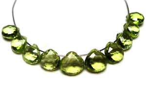 Grassy Green Peridot Faceted Heart Briolette 10! Beads 467N 4x4x1mm- 5x5x1.5mm