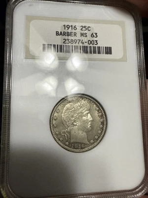 1916 Barber Quarter NGC MS63 Fatty Toned Reverse Looks PL - Image 1 of 4