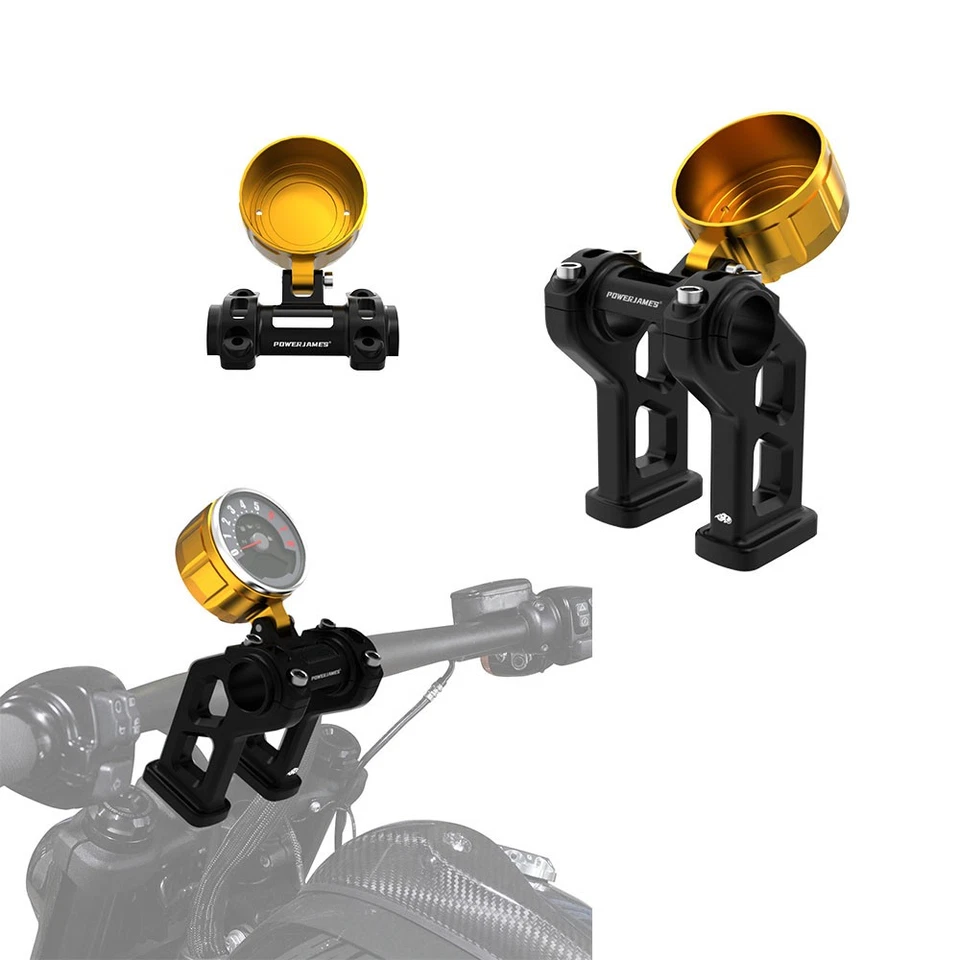 Elevador de manillar con soporte de calibre de carcasa dorada de 4,0” para Fat Bob FXFB 2018-25 Foto 1 de 4