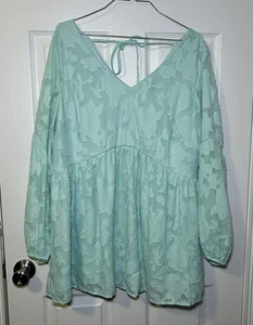Lane Bryant Übergröße geblümt geprägt Schößchen Top Bluse Größe 14/16 meergrün - Bild 1 von 8