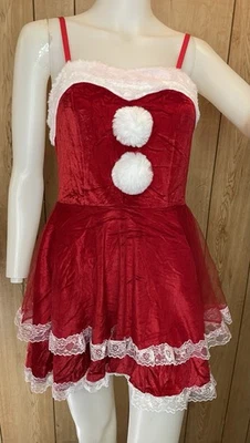 Women's Christmas Mrs Santa Claus Sexy Babydoll Dress Cosplay Outfit Sz SM - Image 1 of 4