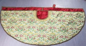 Antique 19thC French Floral Silk Brocade Velvet Bordered Cope 283x143cms - Picture 1 of 12