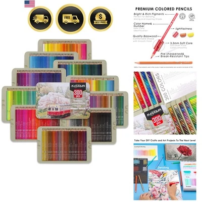 Colored Pencils Set of 300 Vibrant Shades for Artists Drawing Sketching - Image 1 of 4
