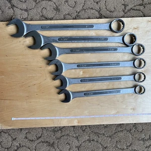 6 PITTSBURGH Jumbo SAE Comb. Wrench Set - 2, 1-7/8, 1-3/4, 1-5/8, 1-1/2, 1-3/8" - Foto 1 di 7