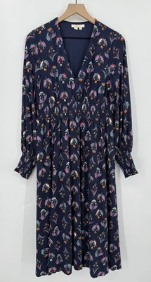 Boden платье женщин 10 миниатюрный синий цветочный Midi длинный цветной эластичной вечеринки - Изображение 1 из 4