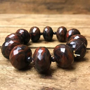Chunky Brown Bead Bracelet 7.5" - Picture 1 of 2