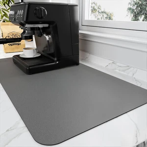 Coffee Bar Mat for Countertops - Absorbent Hide Stain Rubber Backed Dish Drying - Picture 1 of 12