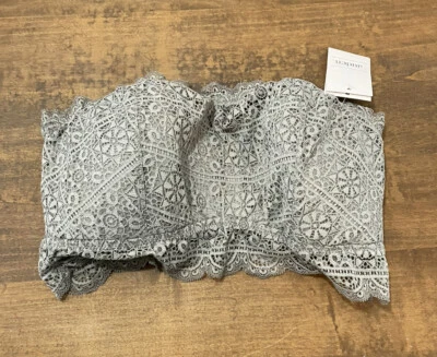 Pullover para mujer Auden sin tirantes de encaje ligeramente forrado bralette gris talla M-nuevo con etiquetas Foto 1 de 4