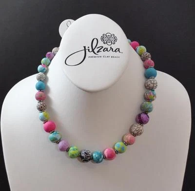 Jilzara Blossom Petite Keepsake Necklace Polymer Clay Beads Handcrafted B1 - Image 1 of 4