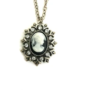 Kamee silberfarbene Halskette zwei Strang etc!    30" Cameo Strang 24" Bogenstrang - Bild 1 von 12