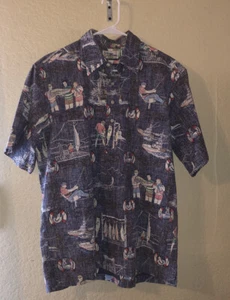 Reyn Spooner Traditionals Hawaiian Aloha Shirt Sz L mens SwordFish Boat Fishing - Picture 1 of 4