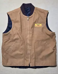 Condor Canvas Vest Mens XL Brown Full Zip Band Collar Quilt Lining - Picture 1 of 9