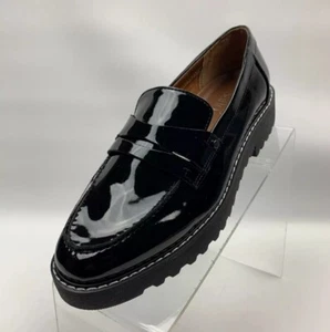 Franco Sarto Cassandra Penny Loafers Black Round Toe Block Heel Shoes 8.5M NEW - Picture 1 of 16
