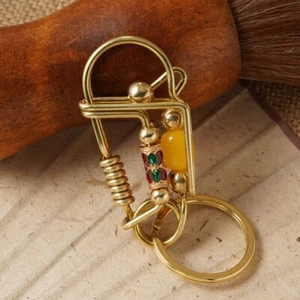 Handmade Brass Keychains Belt Clip Wallet Bag Keyrings Key Chain Holder Key Clip - Picture 1 of 4