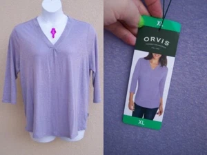 Camicia top Orvis NUOVA misto lino taglia XL viola lilla blusa PASQUA PRIMAVERA - Foto 1 di 11