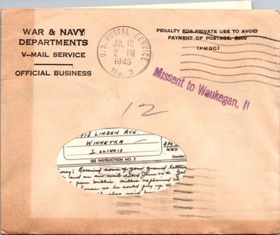 GOLDPATH: US WWI V-MAIL 1945, WITH LETTER CV856_P31 - Image 1 of 2