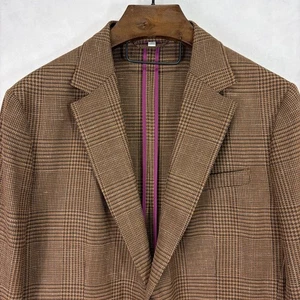 Bonobos Blazer Mens 44R Glen Check Wool Linen Spandex Sports Coat Suit Jacket - Picture 1 of 16