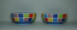 2 x WHITTARD OF CHELSEA SQUARE MOSAIC 5 7/8" CEREAL BOWLS IN VERY GOOD CONDITION - Picture 1 of 4
