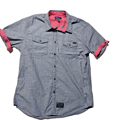Marc Ecko Shirt Mens  Large Gray Cut & Sew Short Sleeve Button Down L - Image 1 of 4