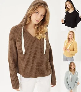 Women's Cropped Pullover Hoodie Sweater V-neck Long Sleeve Top Loose - Picture 1 of 12