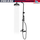 Matte Black Exposed Shower Faucet 8 In Rain Hand Shower Mixer Double Knobs New