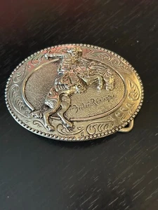 Vintage Collectible Bronco Buster Remington Art Museum Metal Belt Buckle - Picture 1 of 4