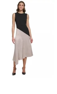 DKNY Womens Asymmetric Colorblocke BlackBeige 8 MSRP: $ 134.00 - Picture 1 of 4