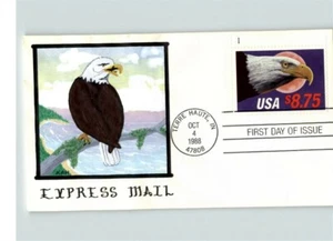 $8.75 Hand painted BALD EAGLE and Full Moon EXPRESS Mail First Day of Issue, 198 - Picture 1 of 1