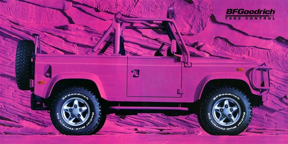 REPRODUCTION BF GOODRICH Banner Land Rover Defender Pink D90 ST 2'x4' - Image 1 of 1