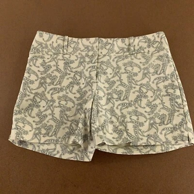 Shorts chino The Limited feminino tamanho 6 creme preto paisley bolso frente plana - Imagem 1 de 4