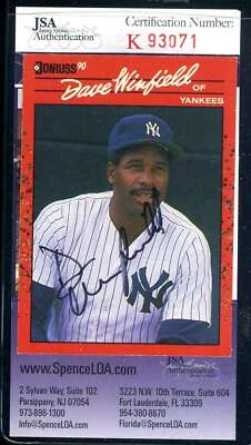 Dave Winfield JSA Coa Signed 1990 Donruss Autograph - Image 1 of 2