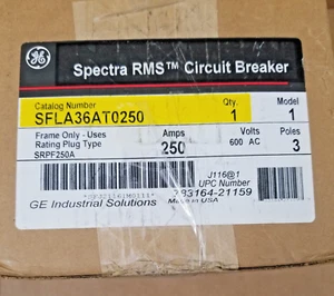 NEW GE SFLA36AT0250 CIRCUIT BREAKER 250A FRAME ONLY 600VAC 3P - Picture 1 of 4