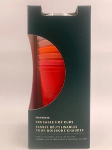 Starbucks 2019 Holiday Winter Christmas Reusable HOT Cups & Lids 16oz 6 Pack - Picture 1 of 6