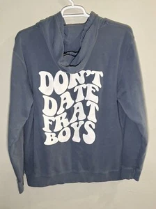 Felpa con cappuccio unisex grande sgabello bar sport DON'T DATE FRAT BOYS blu grigio - Foto 1 di 5