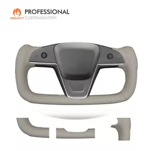 Envoltura de volante de cuero real MEWANT para Tesla Model S Yoke Model X 2021-2023 - Imagen 1 de 10