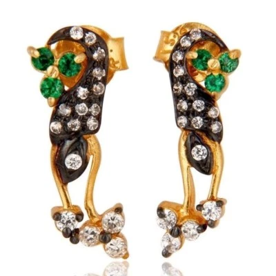 Yellow Gold Plated 925 Silver Stud Earrings Women's Wedding Jewelry Gift Foto 1 de 3