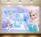 Happy Birthday Backdrop Winter Frozen Elsa Princess Background Snow Olaf Party