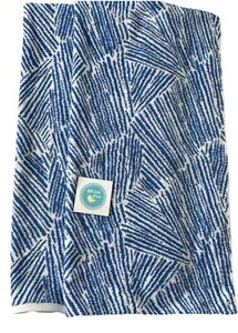 TWO Yves DeLorme Bath Towels Florida Royal Blue White 28' x 55"  New Made/France - Picture 1 of 7