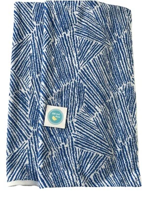 DOIS Lençóis de Banho Yves DeLorme Florida Azul Royal Branco 35' X 59" Novo Fabricado/França - Imagem 1 de 4