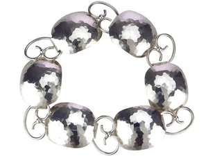 Art Déco 835 Silber Hammerschlag Glieder Armband! - Bild 1 von 4