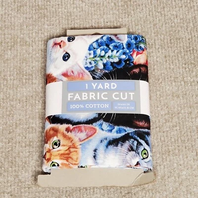 One Yard Cats Kittens David Textiles Fabric 100% Cotton New 36" x 42" - Image 1 of 4