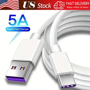 USB Type C Data Cable 5A Fast Charging USB-A to USB-C Charger Cord For Phone - Picture 1 of 9