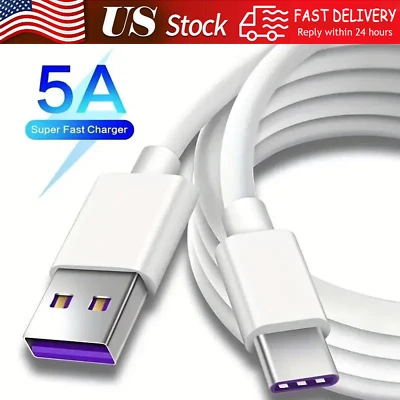 USB Type C Data Cable 5A Fast Charging USB-A to USB-C Charger Cord For Phone - Image 1 of 4